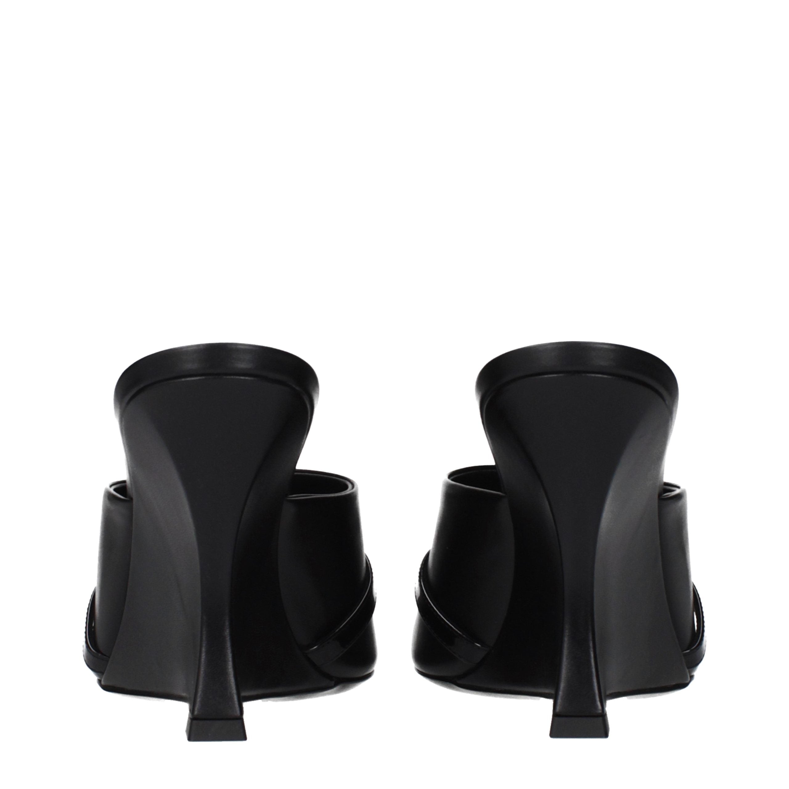 Versace Black Leather Wedge Sandals