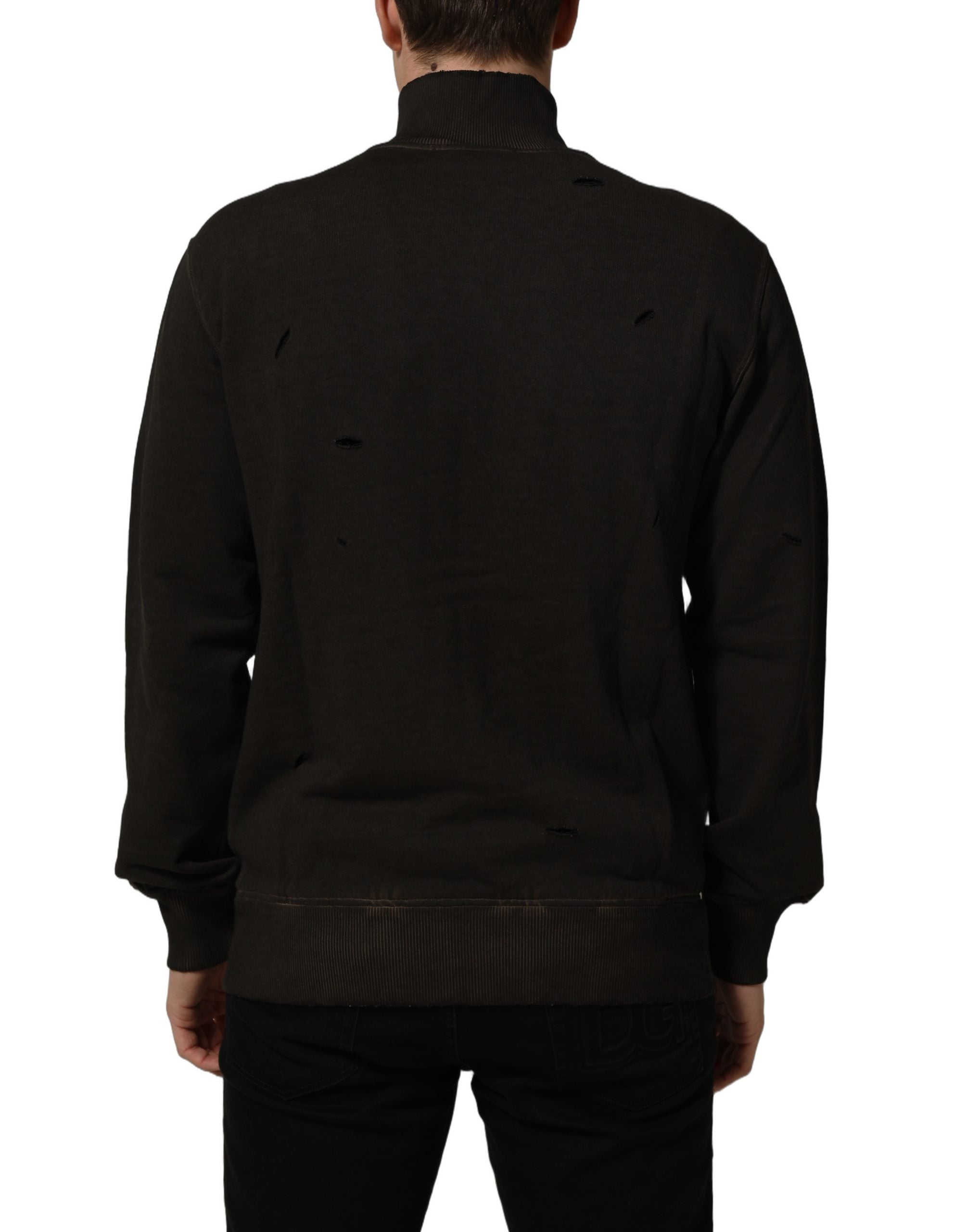 Dolce & Gabbana Brown Logo Print Full Zip Sweatshirt Sweater
