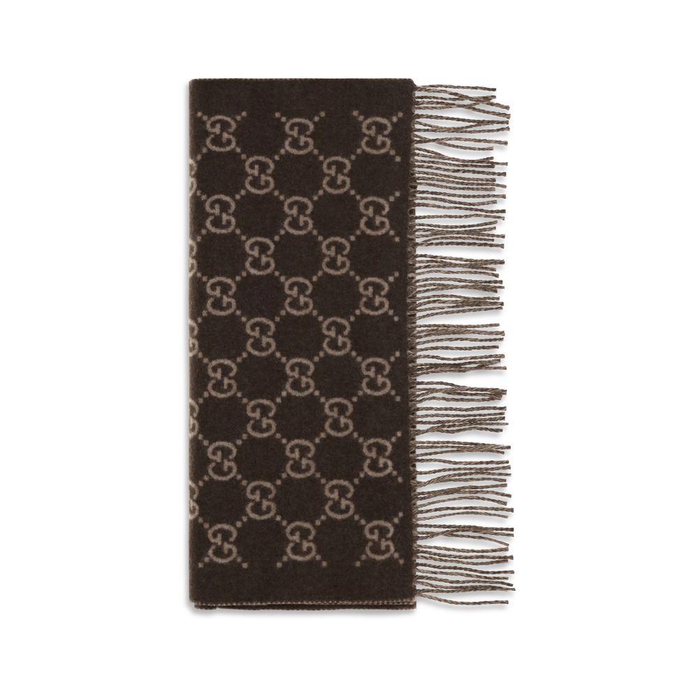 Gucci Brown GG Cashmere Scarf