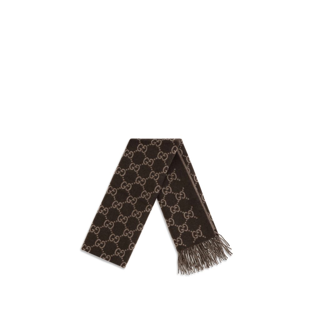 Gucci Brown GG Cashmere Scarf