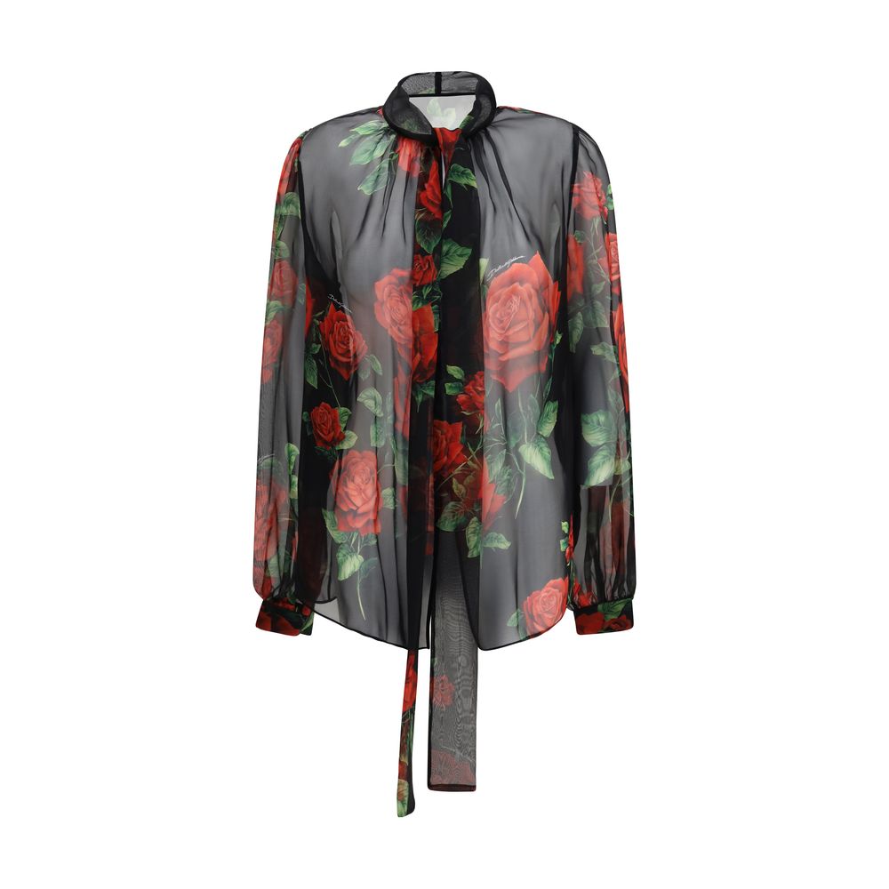 Dolce & Gabbana Black Silk Pattern Shirt