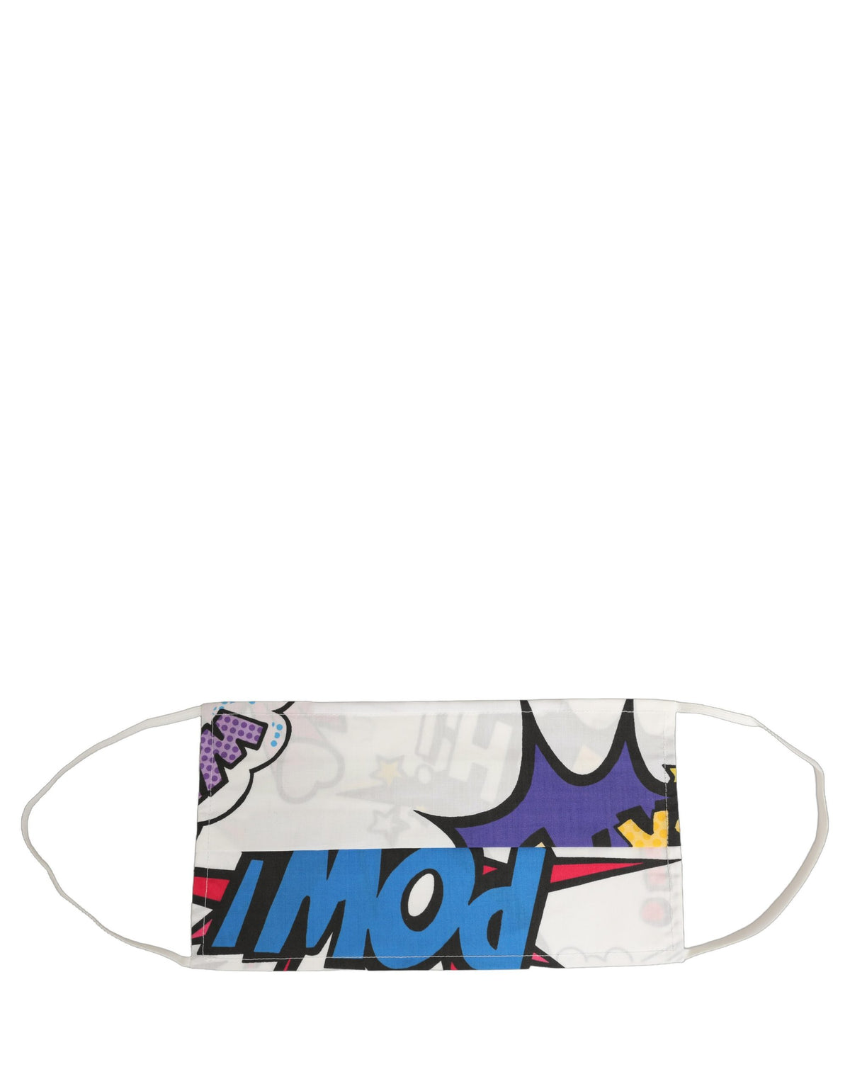 Dolce & Gabbana White Comic Print Pleated Elastic Ear Strap Face Mask