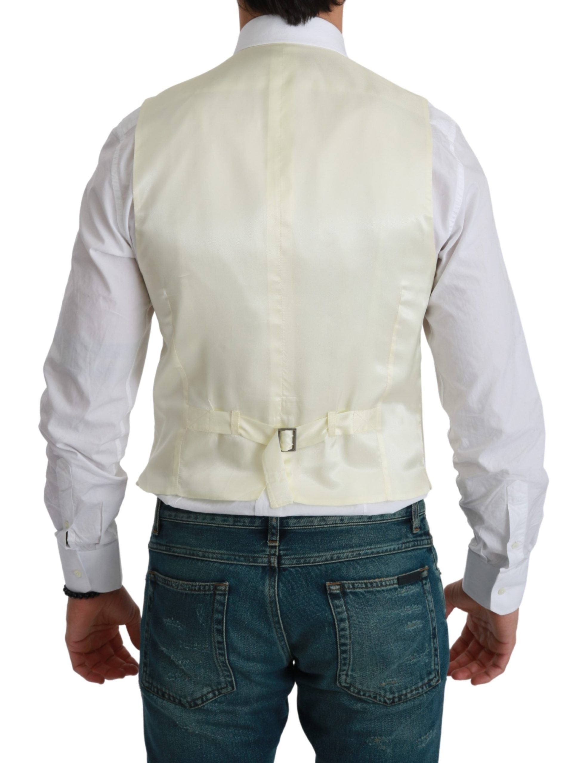 Dolce & Gabbana White Waistcoat Formal Wool Vest