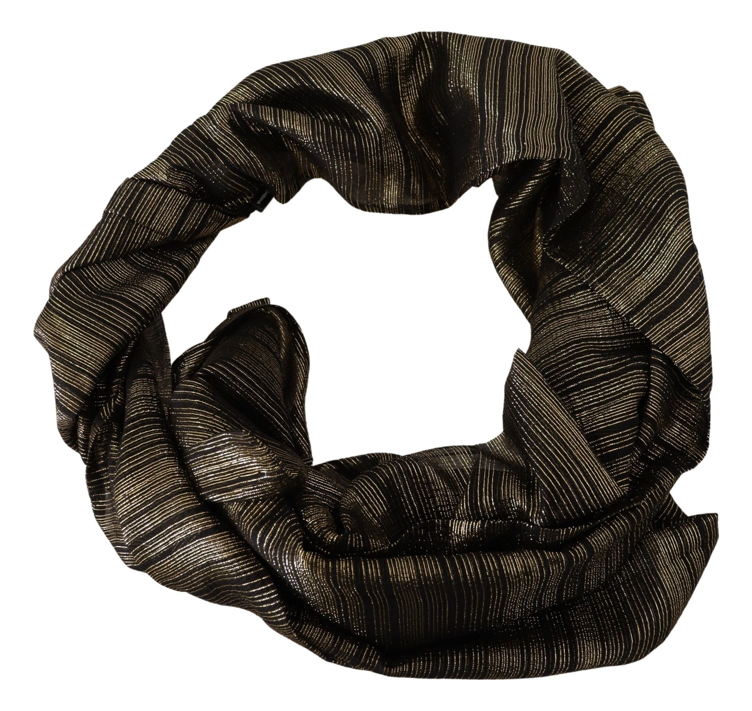 Dolce & Gabbana Metallic Gold Silk Stretch Shawl Wrap Scarf