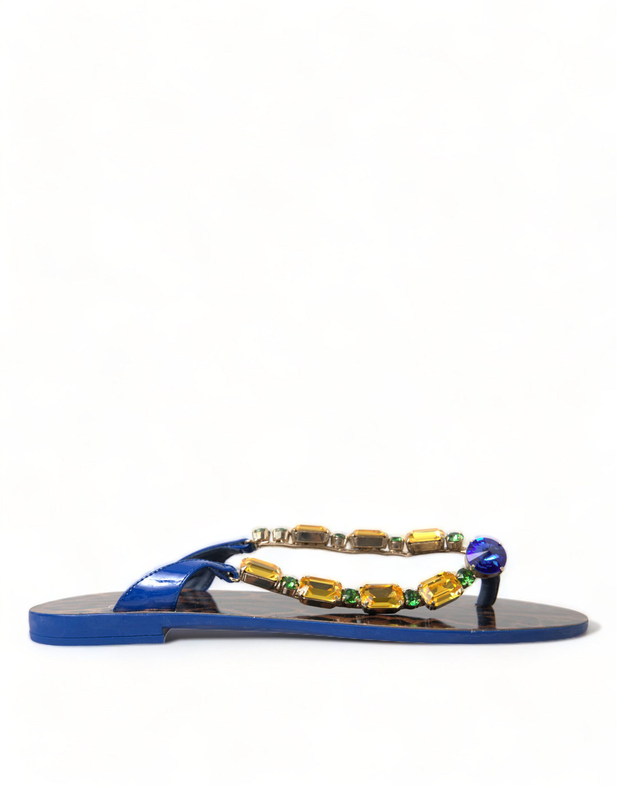 Dolce & Gabbana Blue Crystals Flats Sandals Beachwear Shoes