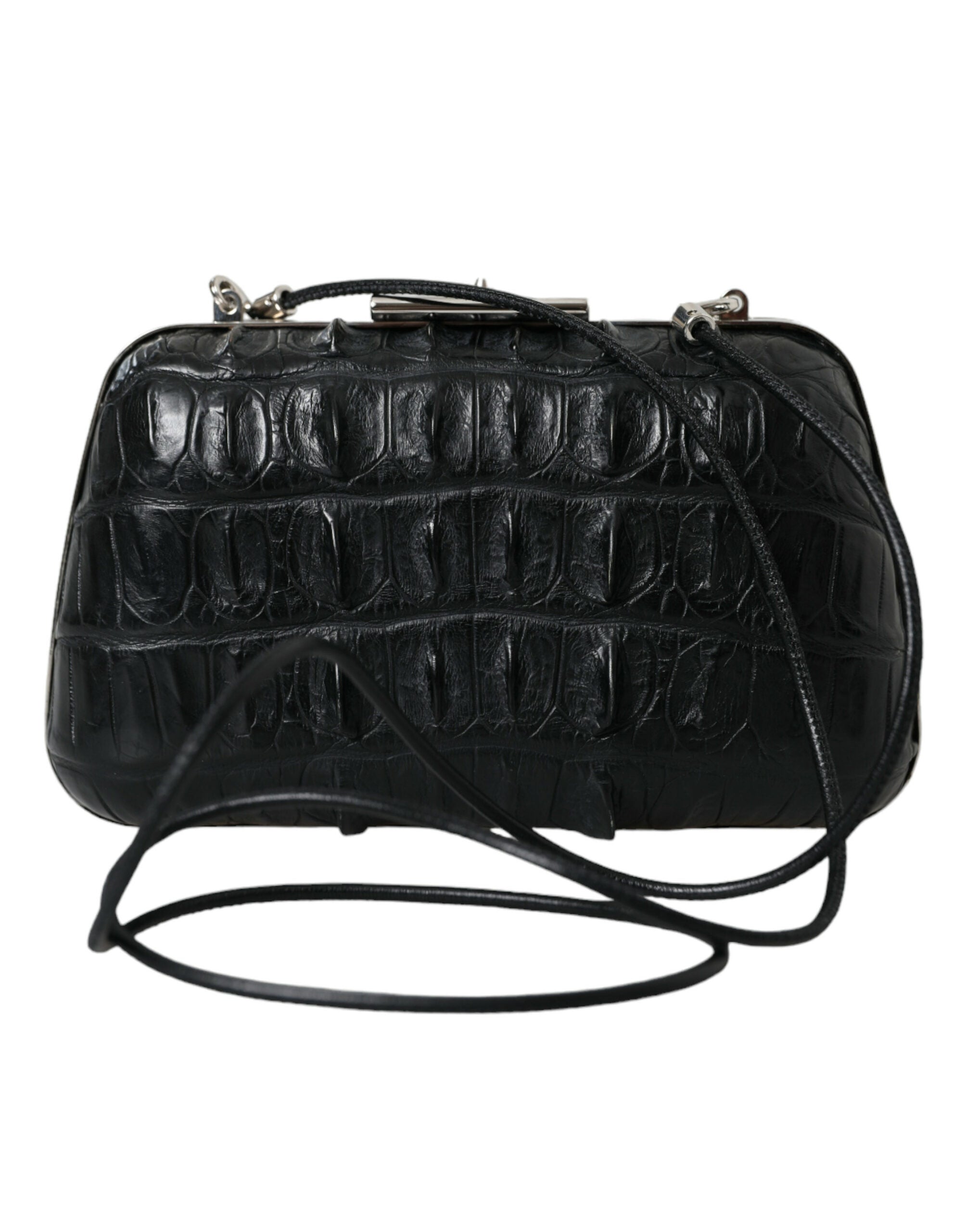 Balenciaga Black Exotic Skin Leather Shoulder Crossbody Box Clutch Bag