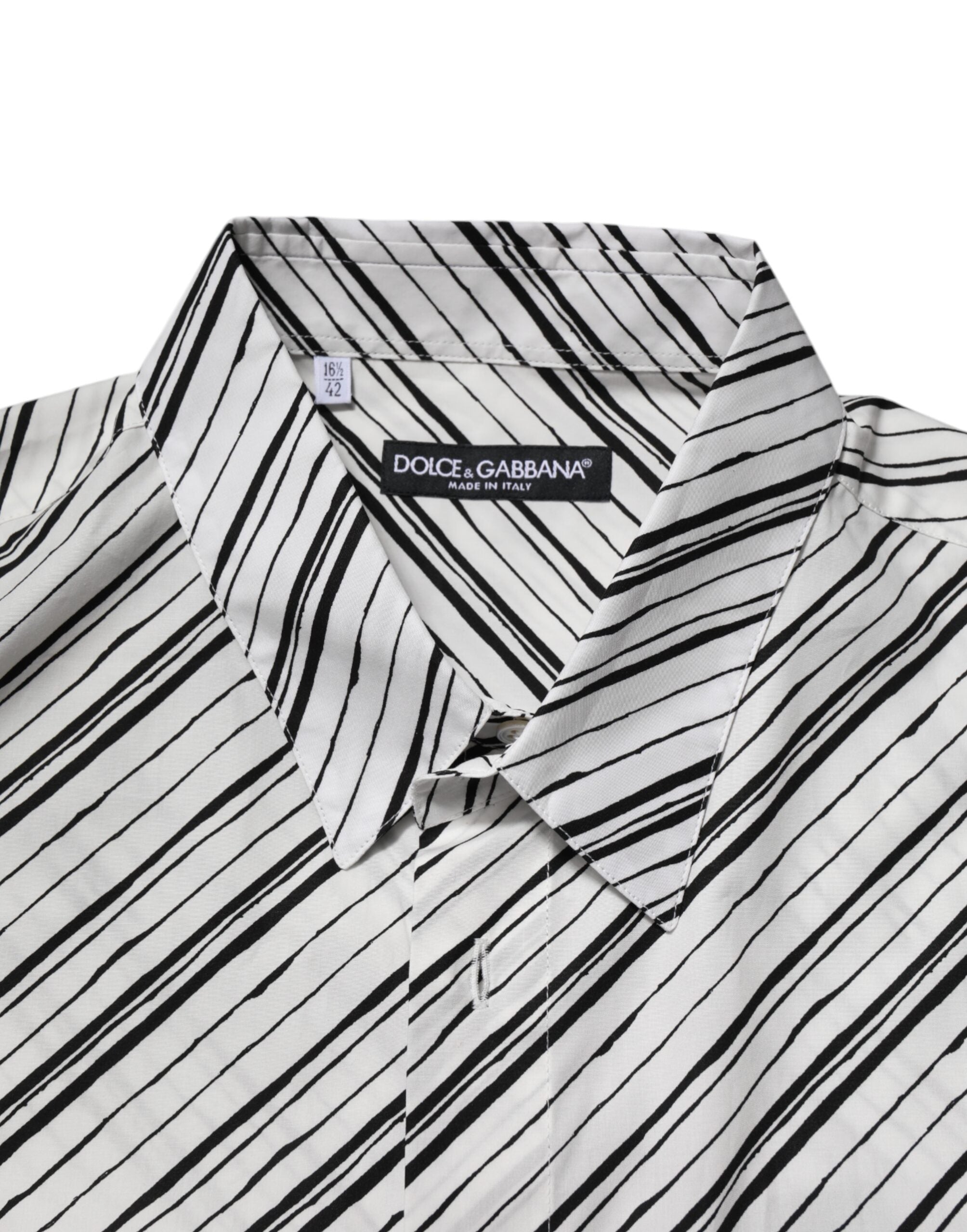 Dolce & Gabbana White Striped Long Sleeves Men Formal Shirt