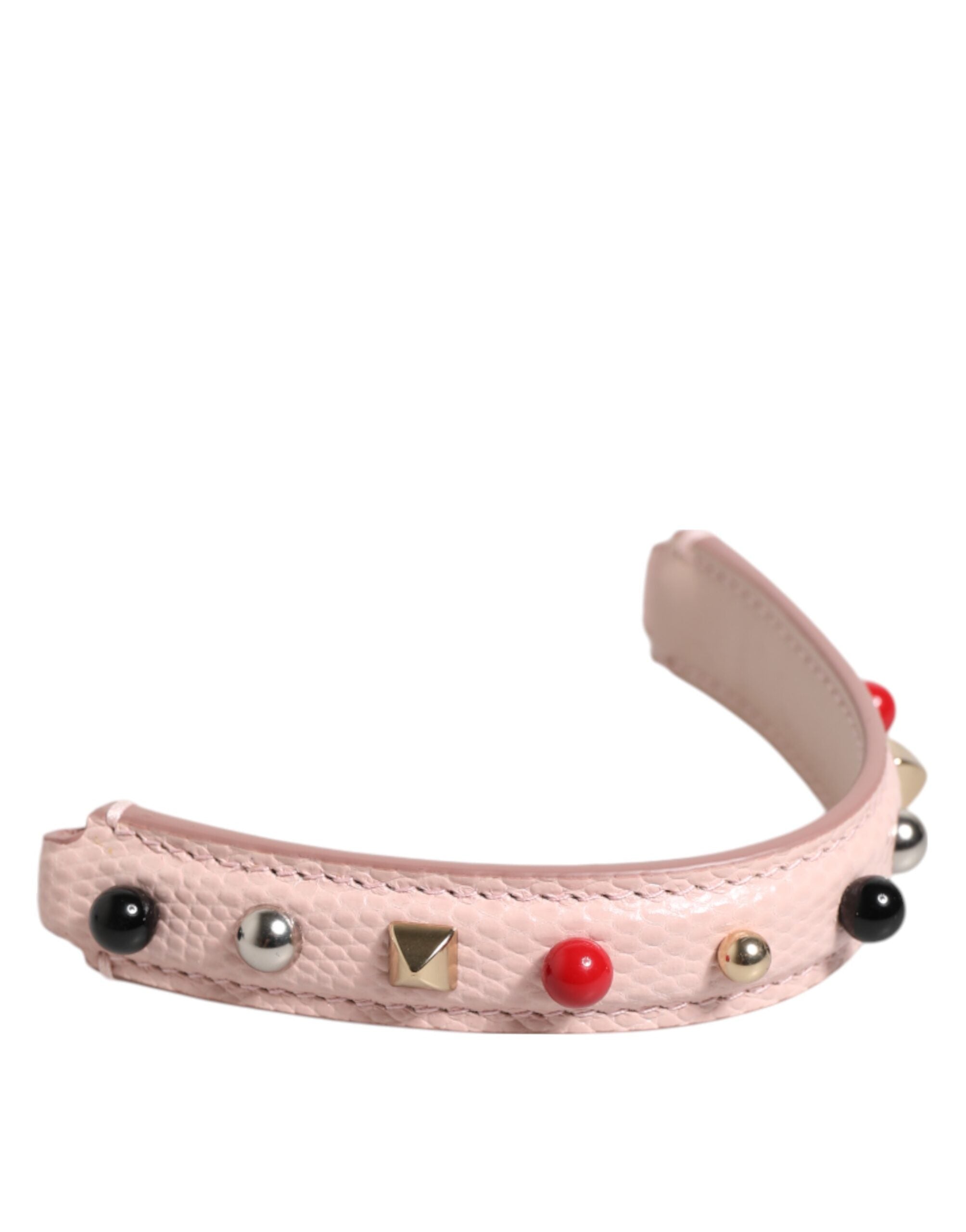 Dolce & Gabbana Light Pink Embellished Leather Bag Handle Shoulder Strap