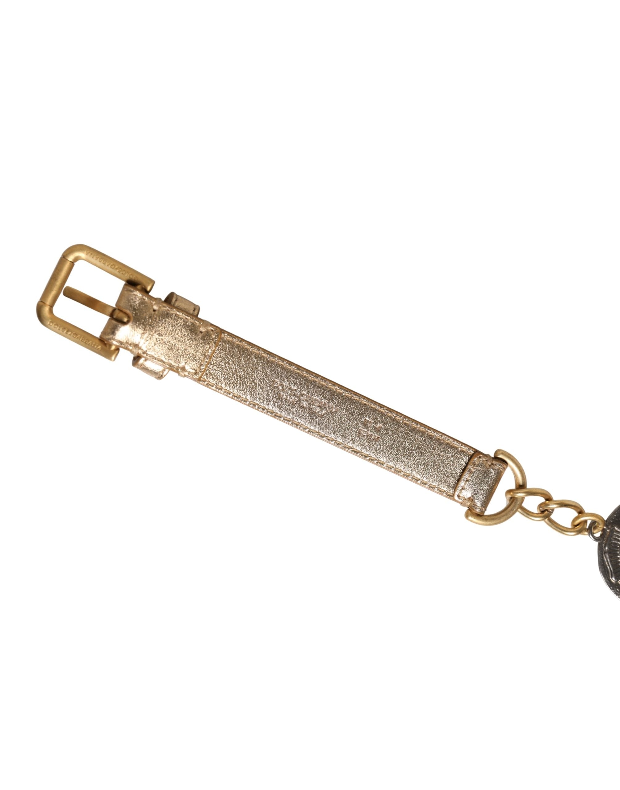 Dolce & Gabbana Gold Brass Chain Coin Embellished Metal Buckle Belt