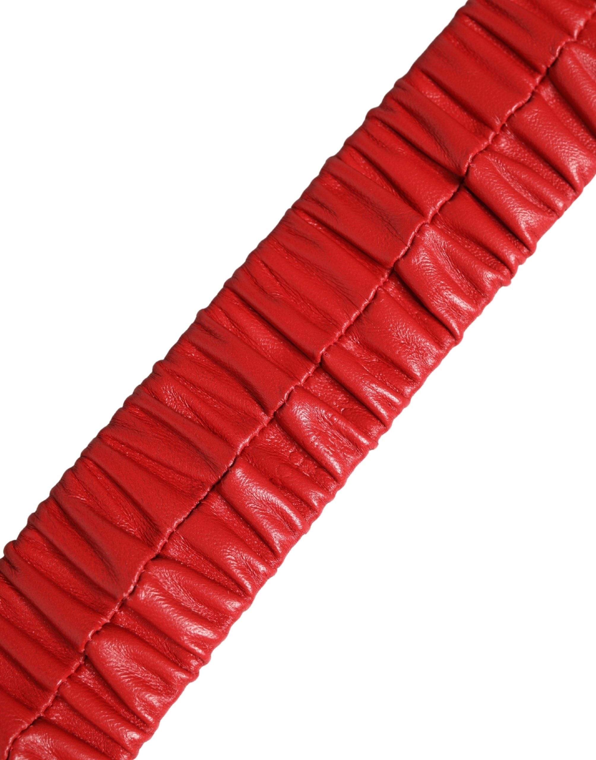 Dolce & Gabbana Red Leather Gold Heart Metal Buckle Belt
