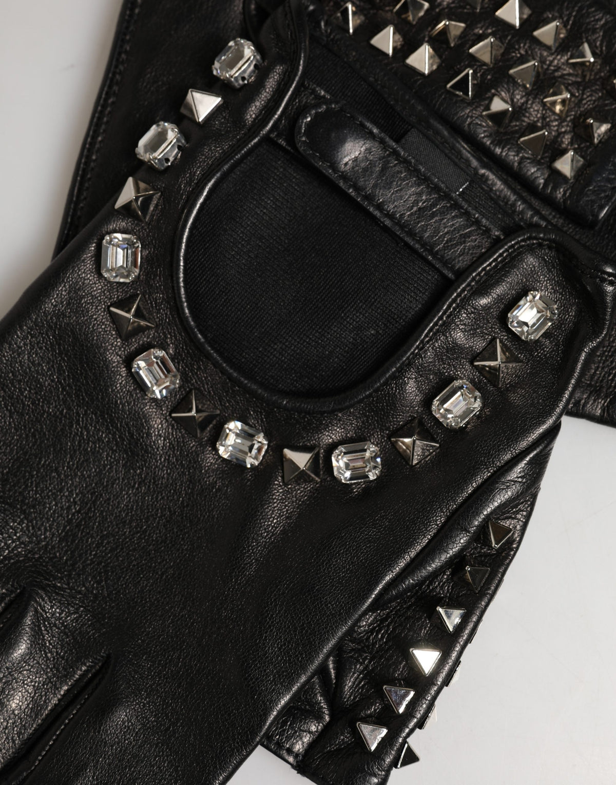 Dolce & Gabbana Black Embellished Wrist Length Mitten Women Gloves