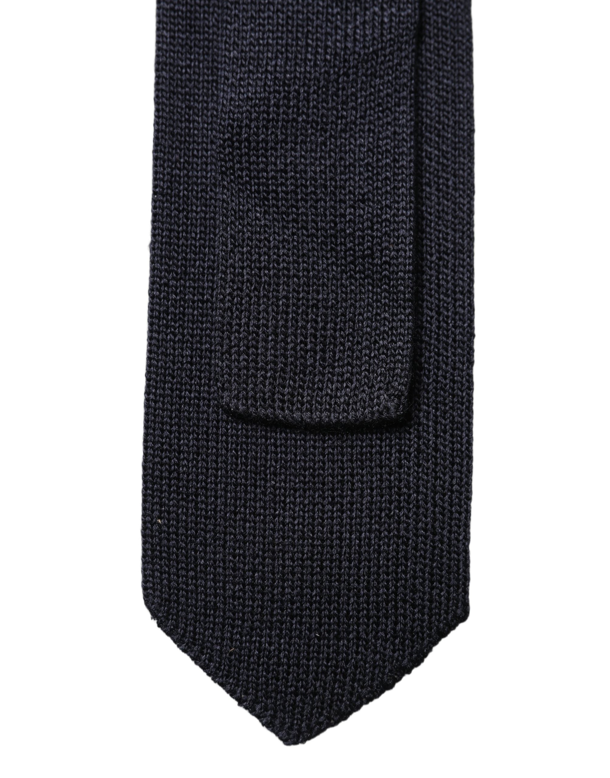 Dolce & Gabbana Dark Blue Solid 100% Silk Adjustable Men Necktie Tie