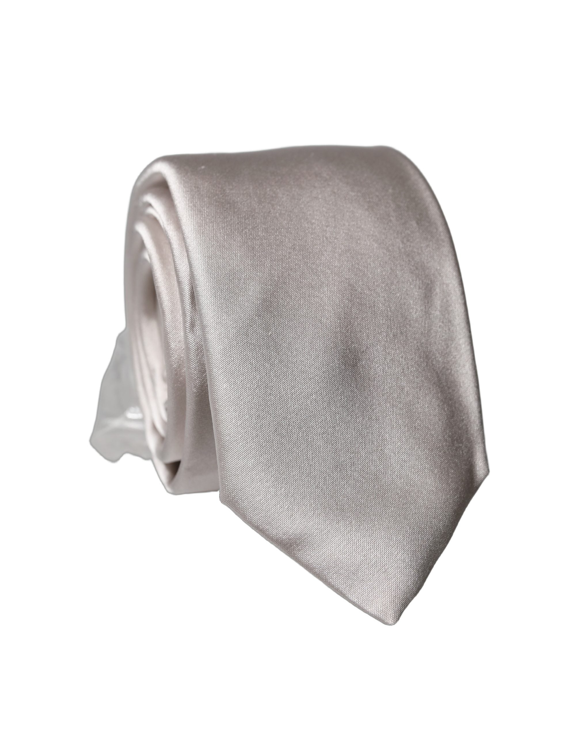 Dolce & Gabbana Light Gray Silk Satin Wide Adjustable Men Necktie Tie