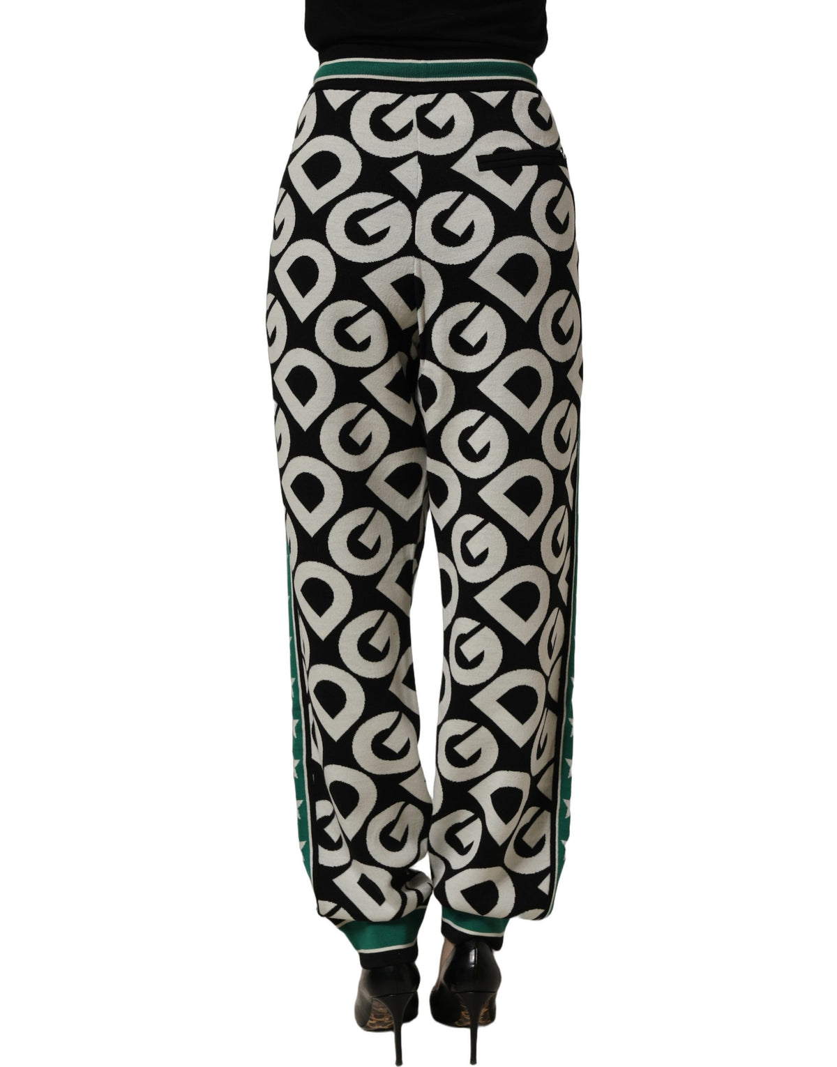 Dolce & Gabbana Black Wool Logo Jogger Sweatpants Pants