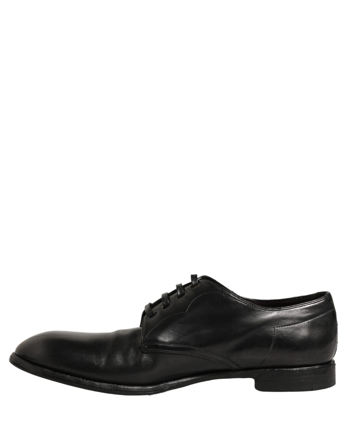 Dolce & Gabbana Black Calfskin Leather Derby Men Dress Shoes