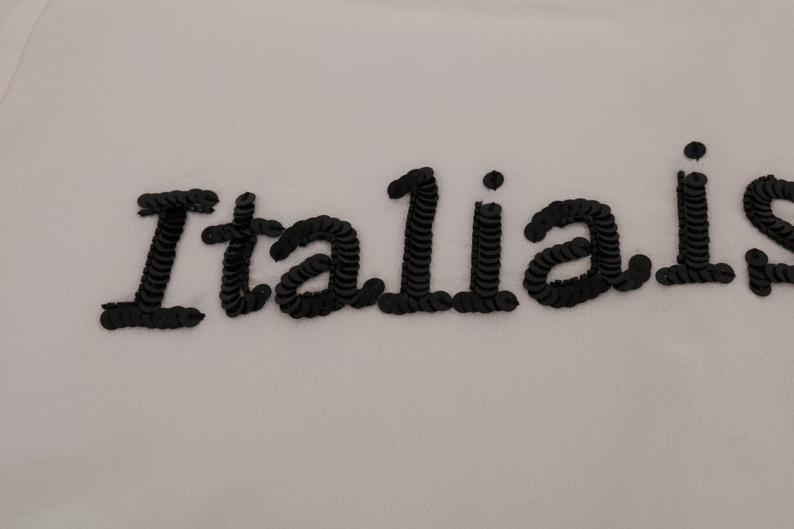 Dolce & Gabbana White Silk ITALIA IS LOVE Blouse T-shirt