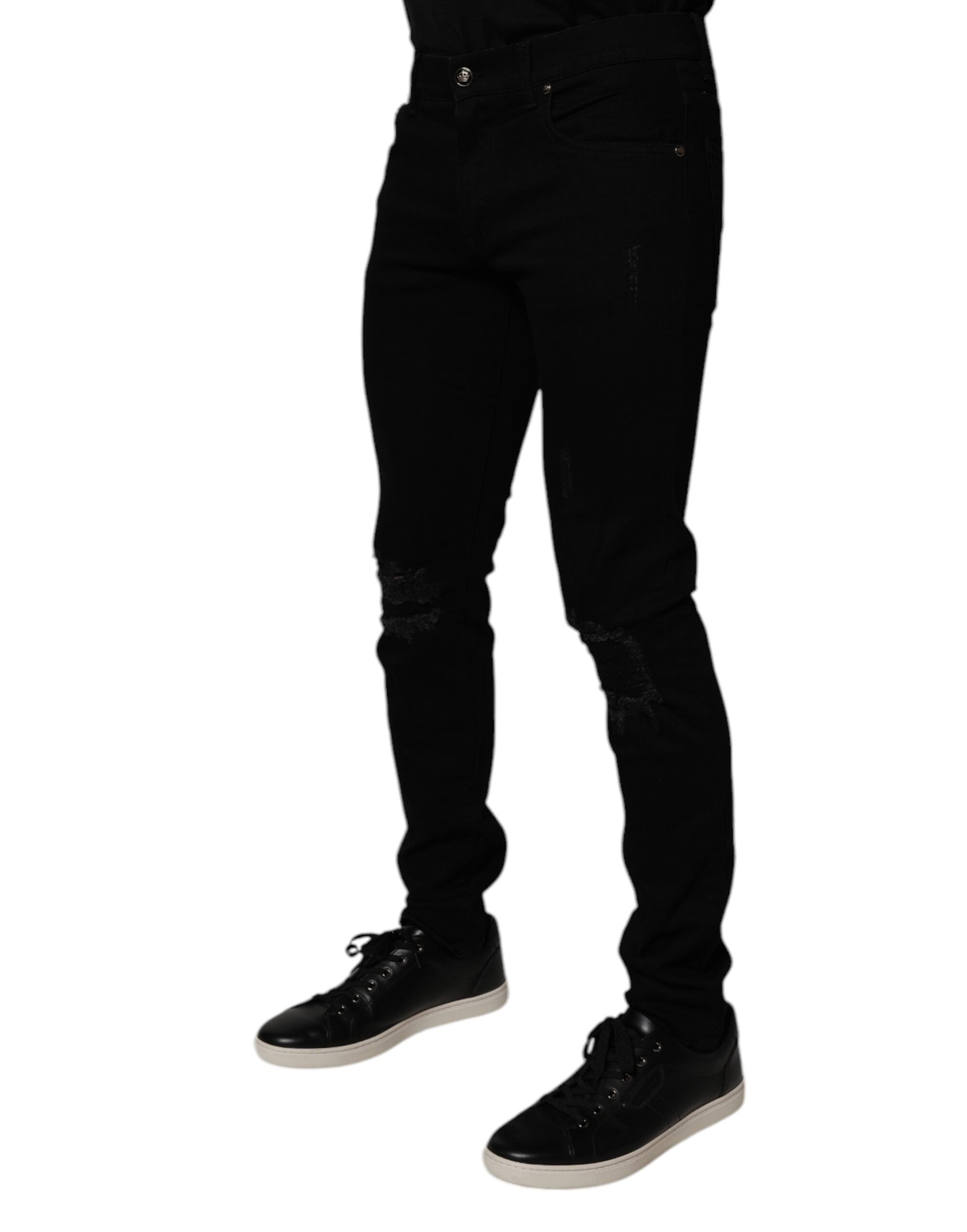 Dolce & Gabbana Black Cotton Stretch Skinny Men Denim Jeans