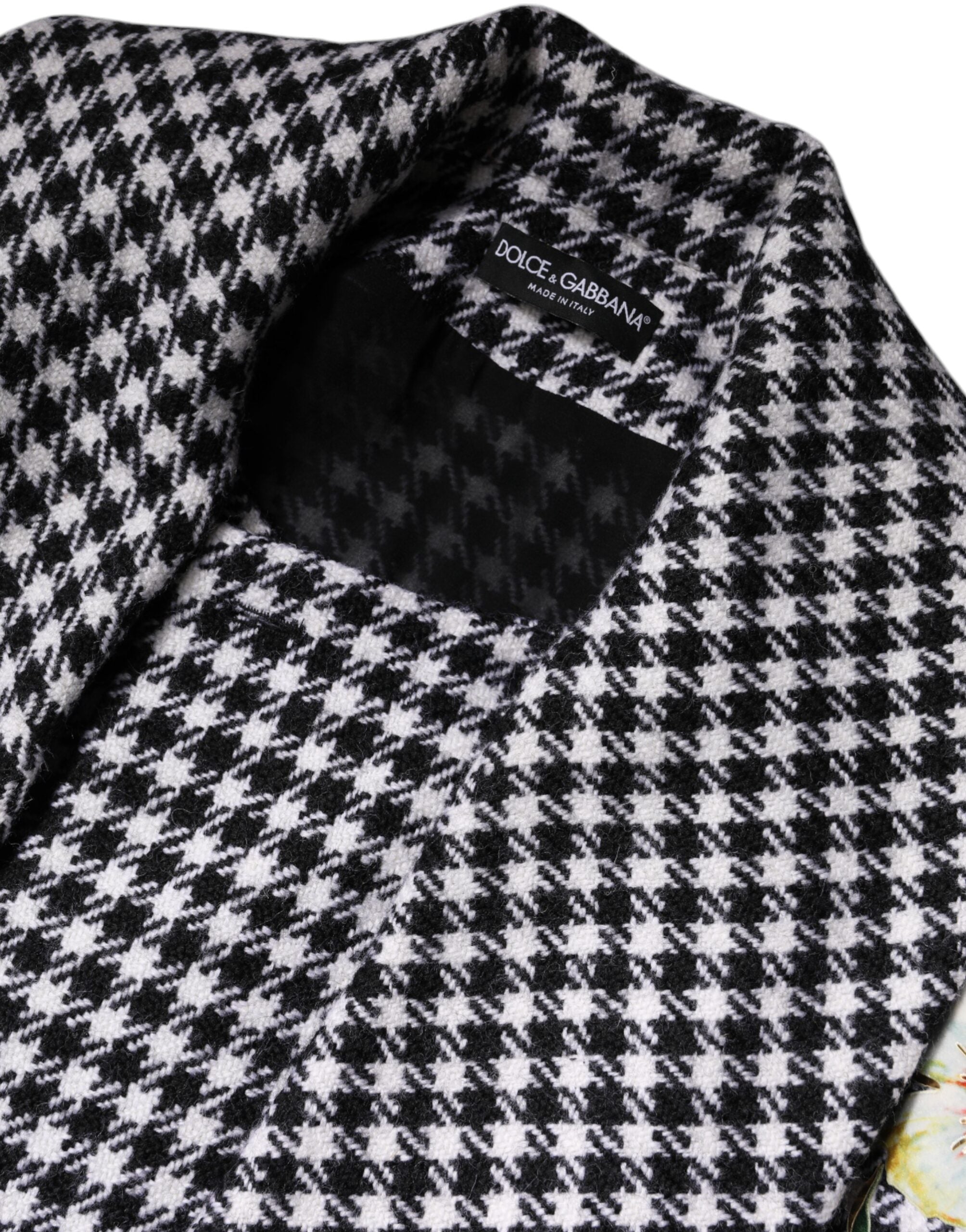 Dolce & Gabbana Black White Monochrome Patterned Floral Cape Jacket