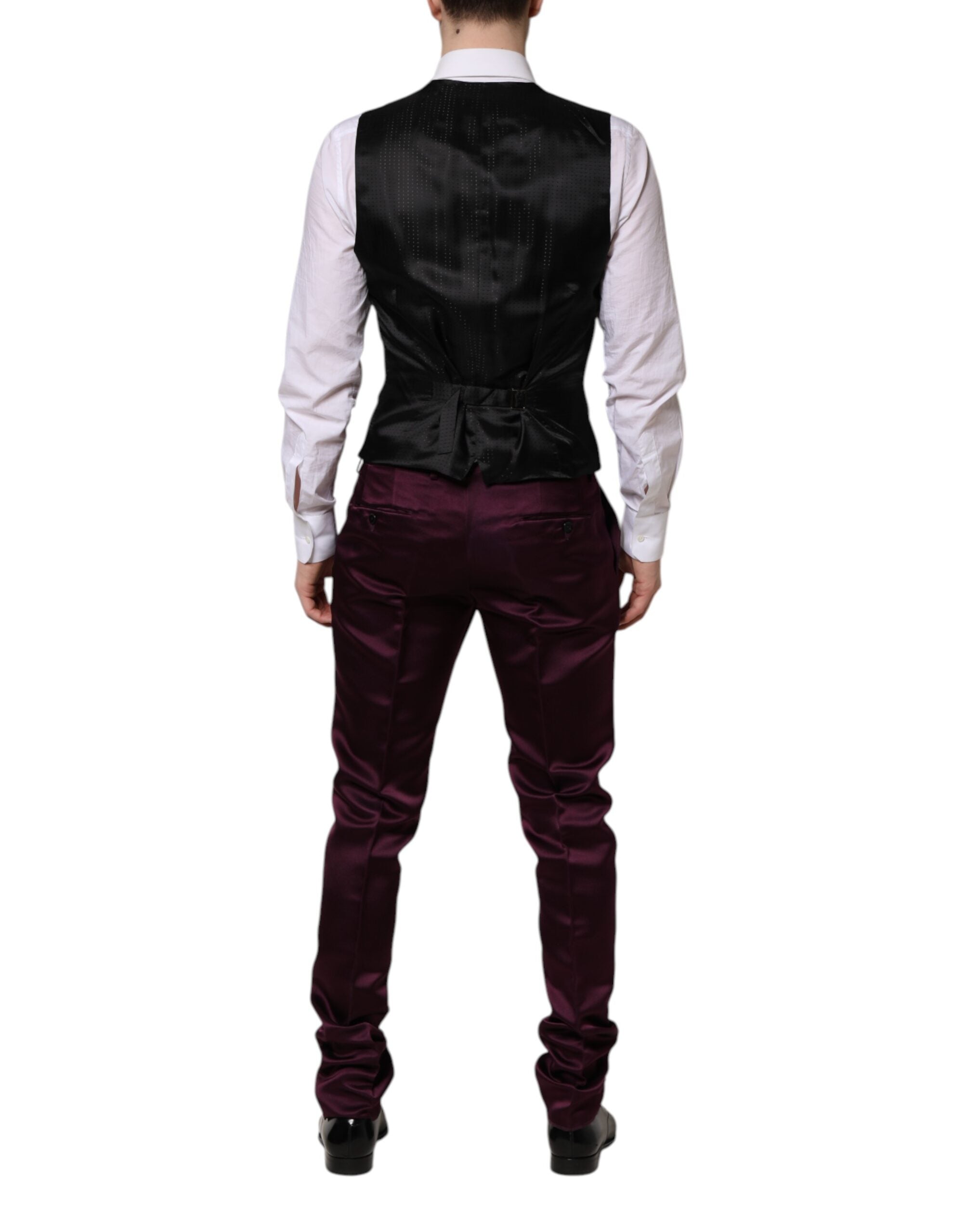 Dolce & Gabbana Dark Purple Silk 3Piece Single Breasted Suit