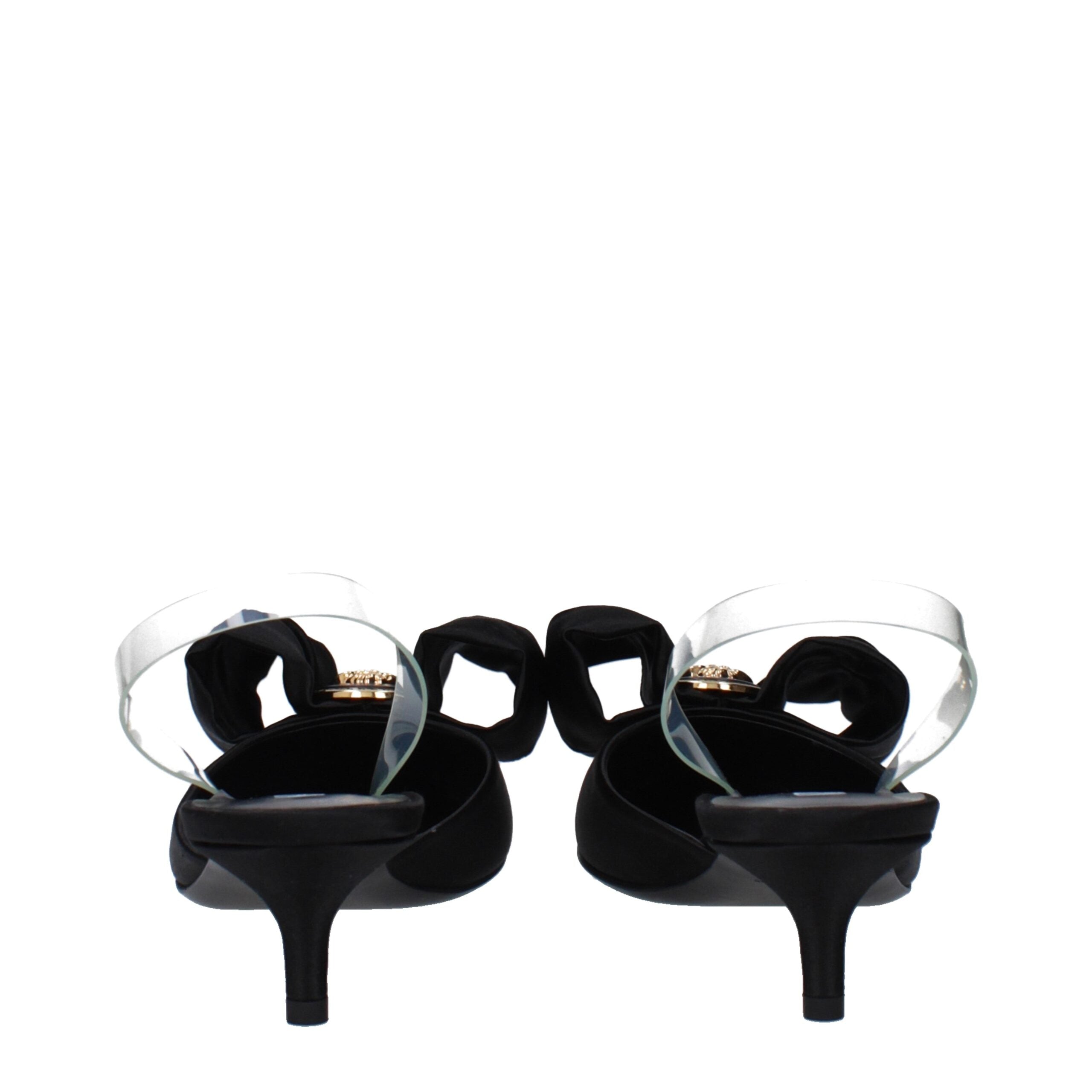 Versace Black Satin Flat Sandals